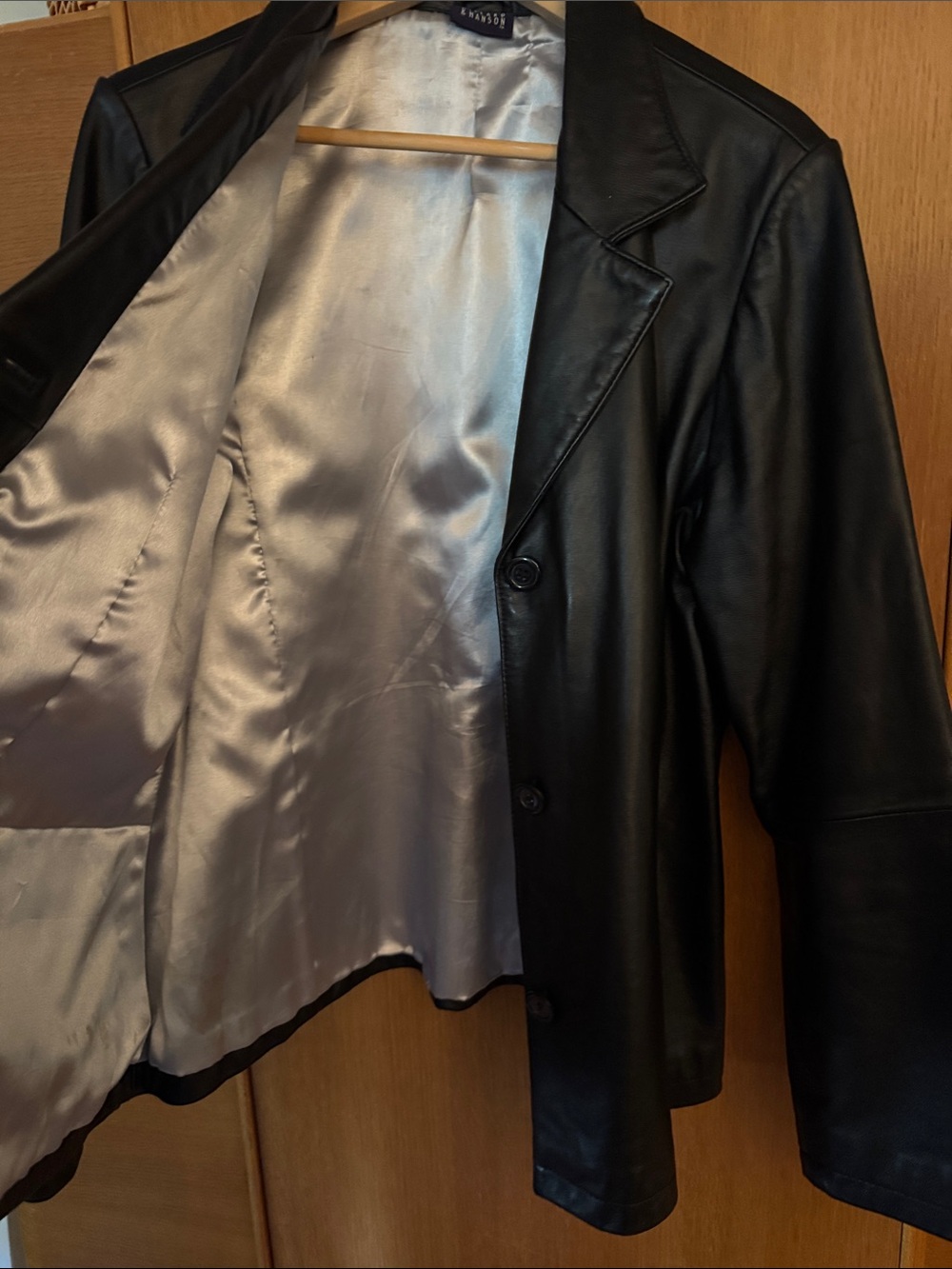 Hillard & Hanson Black Leather Button-Front Jacket - Picture 3 of 9